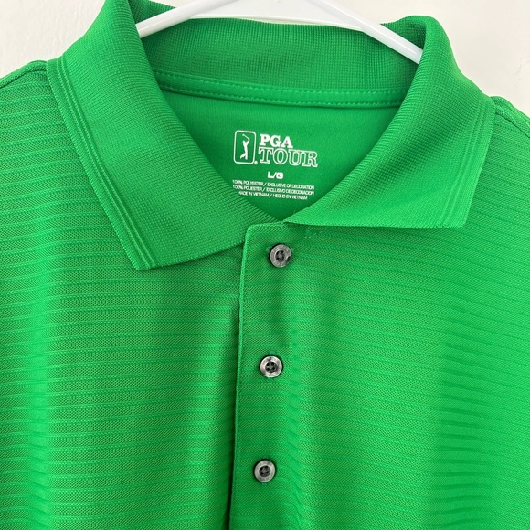 PGA Tour Men's Polo Short Sleeve Golf Shirt, Solid Green, Size Large. - Picture 8 of 11